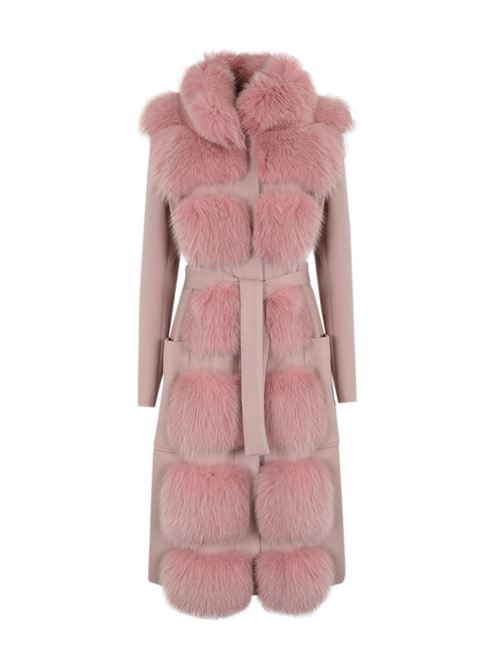 Cappotto CD1192 con pelliccia di volpe Rosa YES LONDON | CD1192 CDHROSA